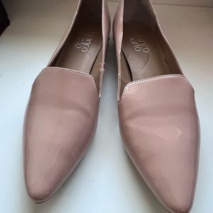 Franco sarto patent leather loafers with cute heel design